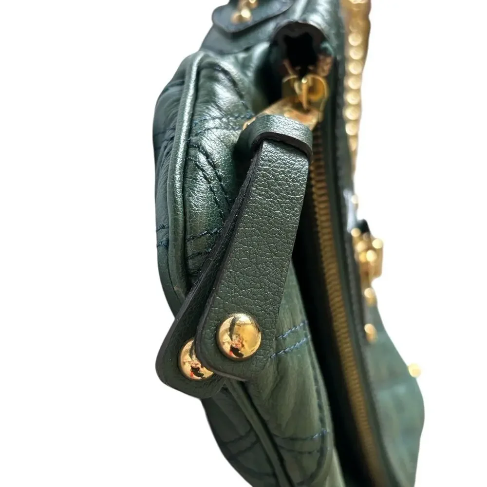 Marc Jacobs Mayfair Green Quilted Leather Heavy Gold Chain Shoulder Bag Preowned - Picture 3 of 11